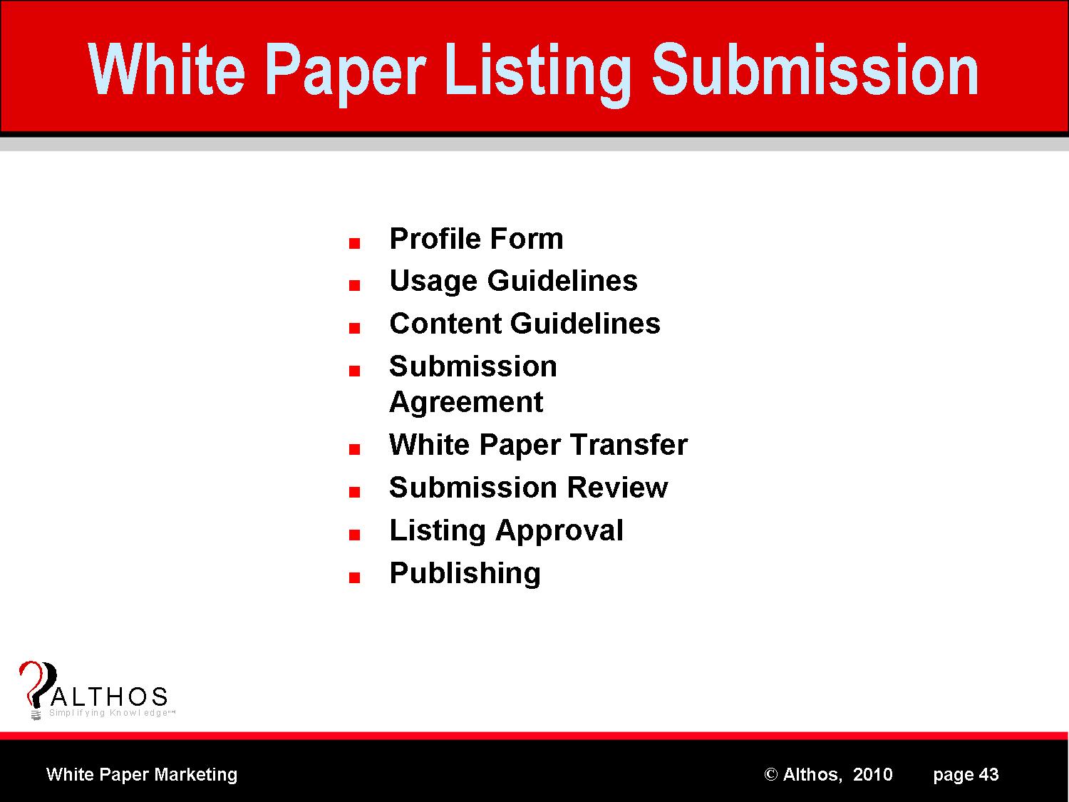 White Paper Listing Submission