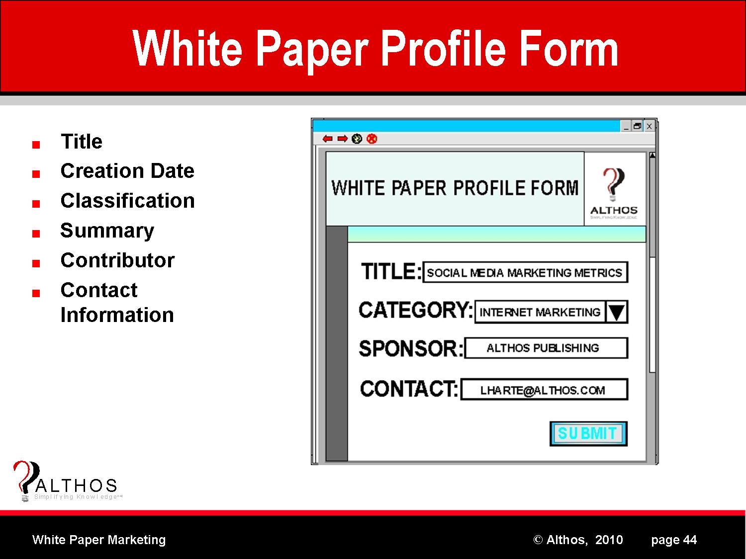 White Paper Profile Form